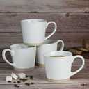 famiware Coffee Mugs for 4, 12 oz Mug Set, Dringking Cup with Handle for Coffee, Tea, Cocoa, Milk, Saturn serise, White