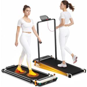 Versatile Walking Pad with Incline - Dual-Sided Under Desk Treadmill with Foot Massage,Portable Compact Treadmills with 330LBS Weight Capacity,2 in 1 Walking Treadmill for Home/Office-White