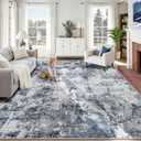 8x10 Area Rugs for Living Room: Washable Abstract Modern Rug Large Neutral Non Slip Soft Stain Resistant Indoor Carpet for Bedroom Nursery Dining Room Home Office (Blue White, 8'x10')