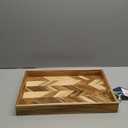 Lipper International 1265 Acacia Herringbone Serving Tray with Handle Cutouts for Meals or Organizing, 19 3/4" x 13 3/4" x 2 1/4"