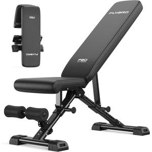 FLYBIRD WB5 Weight Bench, ASTM-Certified 800LBS Adjustable Weight Bench Workout Bench Foldable for Home Gym, 90 to -30 FID and 30in Extended Backrest for Bench Press Strength Training Exercise, 46x13x48.5 Inches