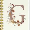 Presonlized Floral Initial Letter G Journaling Notebooks, Vintage Girly Hardcover Spiral Notebooks for School, Monogrammed Gifts for Women Girls, Cute School Supplies Lined Notebook 5.5 x 8.3