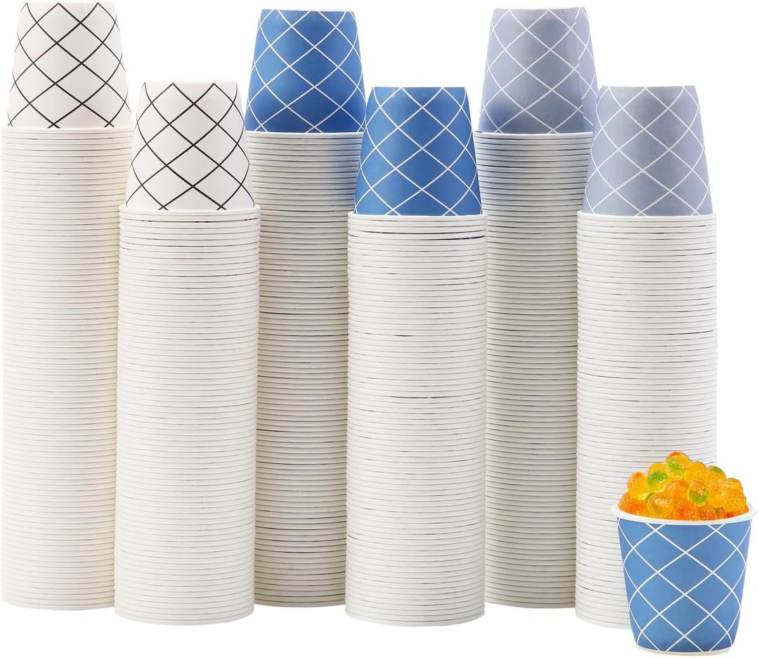 Tamone 600 Pack 3 oz Bathroom Cups, Small Paper Cups, Mouthwash Cups, Disposable Paper Cups, white cups, blue cups, gray cups, 3oz Paper Cups for Party, Picnic, BBQ, Travel, Home and Event