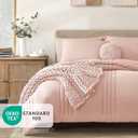 Monbix Twin XL Size Comforter Set - Extra Long 5 Pieces Dorm Bedding Sets, Quilting Design Fluffy Bed in a Bag Twin XL with Sheets, Pillowcase & Sham(Light Pink)
