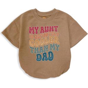 Baby Short Sleeve Summer Romper, My Aunt Is Definitely Cooler Than My Dad, Baby Boy Girl Outfit from Aunt, Infant bodysuit (0-3 Months, Muticolor)