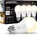 Dusk to Dawn Sensor LED Outdoor Light Bulb, Warm White 3000K, A19 13W(100 Watt Equivalent) Bright Porch Lighting, 1200LM, Auto-On/Off Photocell Sensor for Garage Yard Patio Garden-4 Pack