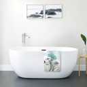 Floral Kitchen Towel Set, Quick Dry Microfiber Cloth Dish Towels 18" x 26", Ombre Art Teal White