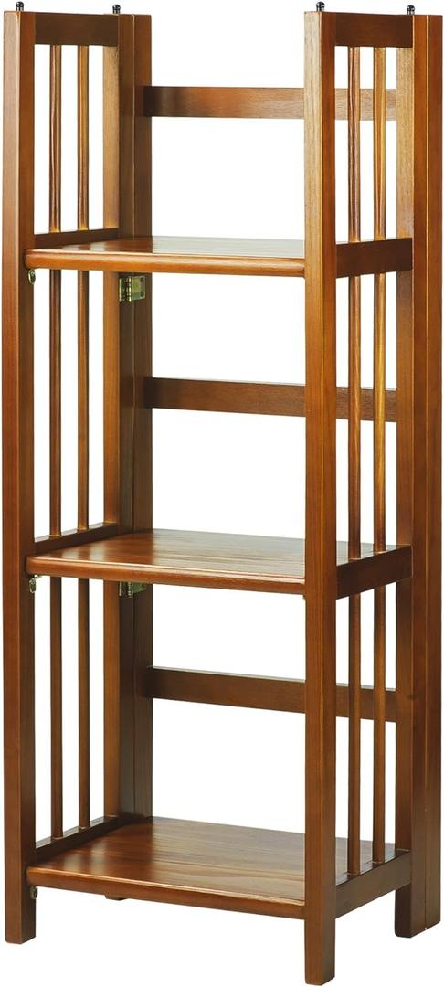 Casual Home 3-Shelf Folding Bookcase (14" Wide)-Honey Oak