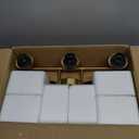 3-Light Bathroom Light Fixtures, Brushed Gold Vanity Light, Farmhouse Wall Lights with Milky White Frosted Glass Shades, Bathroom Wall Lamp for Mirror Kitchen Bedroom Hallway Living Room