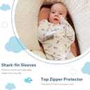 ZIGJOY Baby Transitional Swaddles for Newborns: 0.5 Tog Arms Up Sleep Sack Soft Cotton Shark Fin 2 Way Zipper, M