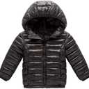 HILEELANG Kids Boy Girl Winter Hooded Puffer Jackets Coats Light Weight Padded Outerwear (3-4T, 201#Black, Cotton Patted)