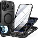 BERFY for iPhone 17 Pro Max Case, Compatible with MagSafe, Built-in Glass Screen Protector, Camera Protection, Shockproof Full Body Phone case 6.9", Translucent Black