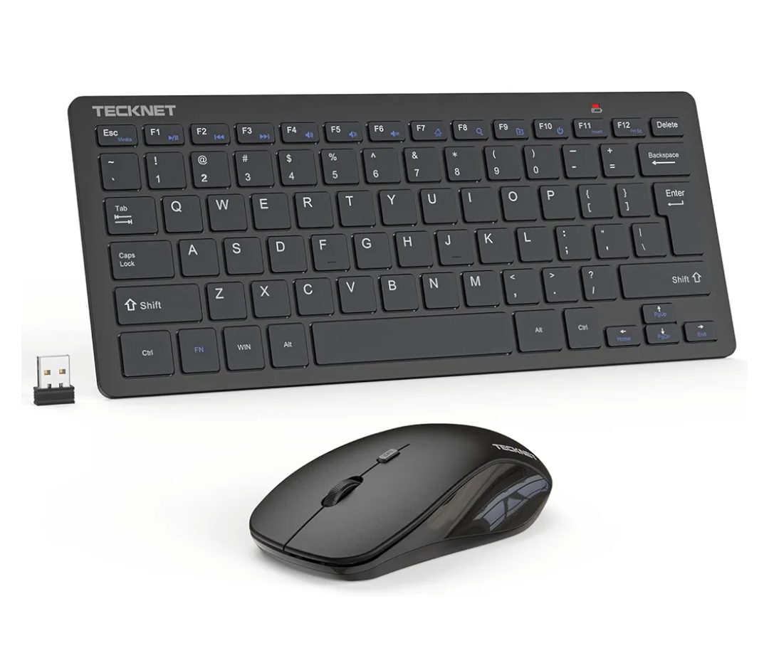 TECKNET Wireless Keyboard and Mouse Combo, Mini Cordless Computer Keyboard and Mouse Set 2.4GHz, Silent Adjustable 1600 DPI, Quiet Click, Lag-Free for Computer, Laptop, PC, Windows, Mac, Chrome OS