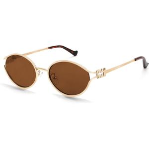 BOTEN Retro Oval Sunglasses for Women Men Small 90s Sun Glasses Trendy Gold Frame Round Shades Cute Designer Sunnies