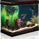10 Gallon Fish Tank Smart Aquarium Kit, Glass Small Aquarium Starter Kits Self Cleaning with 3 Types of LED Lights and Filter Water Pump, Water Temperature Detection Ultra Quiet Gift for Kid (Black)