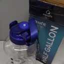AQUAFIT Half Gallon Water Bottle with Time Marker - Straw & Chug Lid - BPA Free Gym Water Bottle with Straw - Big Gallon Jug (Clarity, 64 oz - 2in1 Lid)