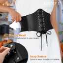 XZQTIVE Black Corset Waist Belt for Women, Wide Elastic Tie Waspie Belt for Dresses 4.7inch (Black)