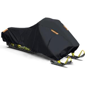 Snowmobile Cover Heavy Duty 420D Oxford Universal Trailerable Snowmobile Storage Cover, Compatible with P-olaris Ski-Doo A-rctic Cat Y-amaha L-ynx C-amso C-FMOTO (Black, 115" L x 51" W x 48" H)