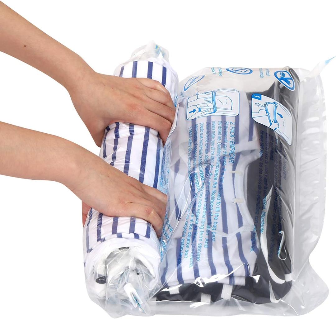 6 Compression Bags for Travel, Travel Essentials Compression Bags, Vacuum Packing Space Saver Bags for Cruise Travel Accessories (6-Travel)