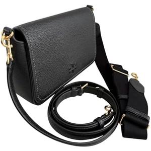 Tory Burch 144688 Thea Flap Black With Gold Hardware Leather Women's Crossbody Bag Tory Burch 144688 Thea Flap Black With Gold Hardware Leather Women's Crossbody Bag