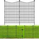 4 Panels Decorative Garden Fence with Gate, 48 in(H) X 10.5 ft(L) No Dig Dog Fence Animal Barrier Outdoor for Yard, Rustproof Metal Garden Edging and Borders, Temporary Fencing Stakes (4 Panels-10.5 ft(L) X 48 in(H) with Gate)