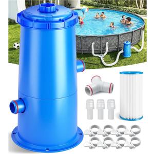 DeeprClean 1000 GPH Pool Filter Pump for Above Ground Pools, Type A/C Cartridge Filter Pump System, Safety ETL Listed Above Ground Pool Pump with GFCI, Improved Water Circulation & Filtration-NavyBlue