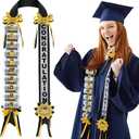 Lyrow Graduation Money Lei Class of 2025 Double Braided Lei Gift Graduation Cash Gifts Pull Ideas for High School College Party Supplies(Black and Gold)