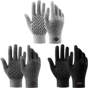 3 Pairs Winter Gloves for Men Women Warm Knit Gloves Touch Screen Anti-Slip Gloves with Thermal Soft Knit Lining