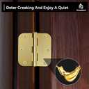 Door Hinges Polished Brass - 12 Pack Gold Door Hinges 3.5 Inch Rounded Interior Door Hinge with 5/8" Radius - 3 1/2 Inches Flat Iron Brass Hinges for Residential Standard Doors