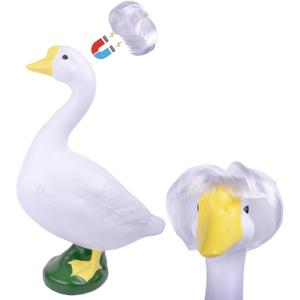 21" Cement Porch Goose Statue with magenetic Wig for Free New Home Gift for Outdoor Decorative Figurine for Garden, Patio, or Entryway Accent (21" Statue with Wig)