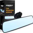 Wontolf Universal Rear View Mirror with Suction Cup - Anti-Glare Interior Mirror for Car, Truck, SUV & Boats - 9.76" (248mm) (12IN Blue)