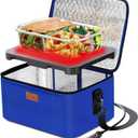 Aotto Portable Oven Electric Lunch Box Food Heater - 12V/24V 2-in-1 Car Food Warmer, Heated Lunch Box for Adults, Cook, Reheat, and Keep Meals Warm for Car, Truck, Travel - Blue