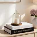 Set of 2 Linen Decorative Books with Hidden Storage  Chic Housewarming & Christmas Gift Idea, Monochrome Faux Book Box for Shelf and Coffee Table Decor (White & Black)