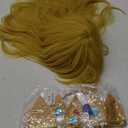 Kids Long Blonde Curly Princess Wig with Bangs + Crown Headband + Ear Clips + Brooch + Wig Cap 22'' Golden Wave Wigs for Girls Child Toddler Halloween Costumes Party