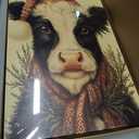 Christmas Canvas Wall Art Set of 3, Unique Highland Cow Pictures Navidad Decor, Winter Holiday Home Decoracion, Rustic Funny Animal Paintings, Farmhouse Christmas Prints for Bathroom 16x24 Inch