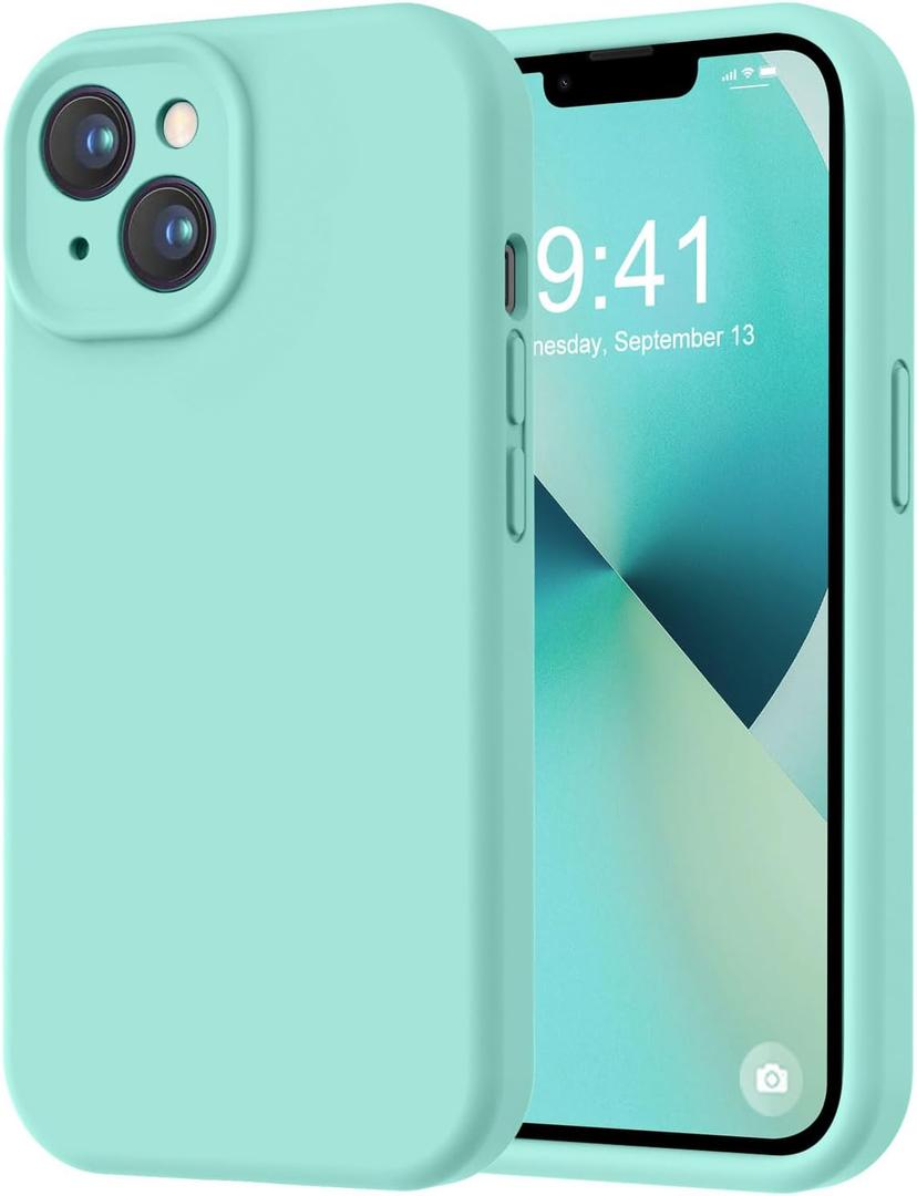 LOVE 3000 Designed for iPhone 13 Case, Premium Silicone with [Camera Protection] [Soft Anti-Scratch Microfiber Lining] Shockproof Protective Phone Case for iPhone 13 Women Men Girls 6.1", Sea Blue
