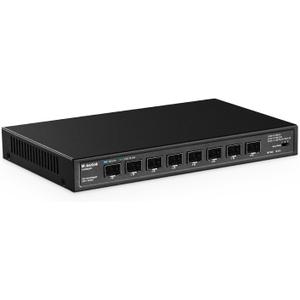 MokerLink 8 Port 10Gbps SFP+ Switch, Support 1G/2.5G/10G SFP Module, 160Gbps Bandwidth, Fanless Unmanaged Plug and Play Ethernet Switch