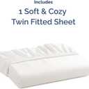 Twin Fitted Bed Sheet - Bottom Single Fitted Sheet Only - Ultra-Soft Hotel Luxury Bedding w/ 8-16 Inch Deep Pockets - Breathable & Wrinkle Free - Easy-Care, Fade and Shrink Resistant - Antique White