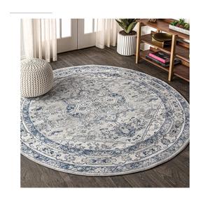 JONATHAN Y Modern Vintage Medallion Light Gray/Navy 8' Round Indoor Area Rug, Country, Floral, Easy-Cleaning for Living Room, Bedroom, Kitchen, Pet Friendly, Non-Shedding