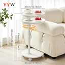 C Table End Table Adjustable Height, Couch Tables That slide under for Small Spaces, 360°Swivel TV Tray Table, C Shaped Side Tables Living Room and Bedroom for Sofa, Bed, Chair, Snack (White Color), No