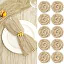 fani 100 Pack Gauze Cheesecloth Napkins Wrinkled Table Napkins Soft Cotton Cloth Napkins Rustic Decorative Napkins for Weddings Party Dinner Table Everyday Use, 20 x 20 Inch (Beige)