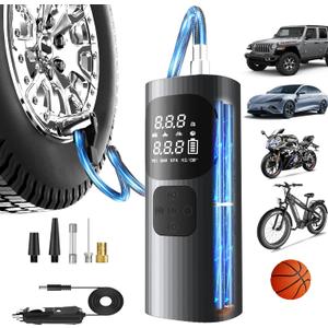 Tire Inflator Portable Air Compressor,3X Faster Portable Air Compressor,16000mAh Cordless Air Pump for Car Tires,150PSI One Click Smart Tire Pump for Car,Motorcycle,Bicycle and Ball,Black