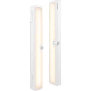 Amazon Basics LED Motion Sensor Light Bar, USB/Battery Operated, 250 Lumens, 12 Inches, Swivel, Under Cabinet Lighting for Closet, Kitchen, 2-Pack, White