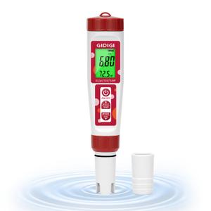pH Meter for Water, 4 in 1 EC PPM Temp pH Tester for Hydroponic, TDS Water Tester for Drinking Water, Digital pH Meter with Backlit & ATC for Hydroponic Nutrient, Pool, Aquarium, Home Use