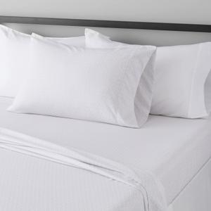 Amazon Basics Lightweight Super Soft Easy Care Wrinkle Free Microfiber 3 Piece Bed Sheet Set with 14-Inch Deep Pockets, Twin, Gray Crosshatch, Printed, Kids, Men & Women Bedding