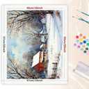 Country Winter Paint by Numbers Kit for Adults - DIY Snowy Red Barn and Rural Houses Painting on Canvas 16x20 Inches, Acrylic Paint Set, Suitable for Beginners, Art for Home Decoration or Gifts