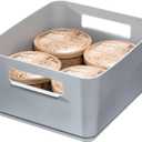 Kitchen Recycled Plastic Storage Bin, 9" x 8.5" x 5", Gray