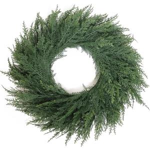 24 Inch Christmas Wreaths for Front Door Real Touch Cedar Wreath Artificial Green Wreath for Indoor Outdoor Home Window Decoration