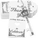 100 Pcs Key Bottle Opener Wedding Party Favors, Crown Skeleton Keys for Birthday Anniversary Party Gifts for Guests with Keychain and Thank You Cards (Silver)