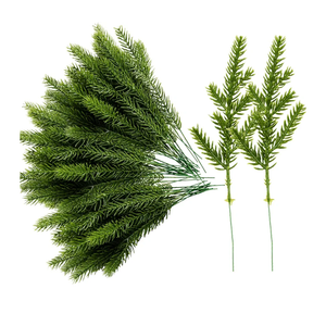 Alpurple 60 Packs Artificial Pine Needles Branches Garland- 6.7 x 2 Inch Green Plants Pine Needles, Fake Greenery Pines Picks for DIY Garland Wreath Christmas Embellishing & Home Garden